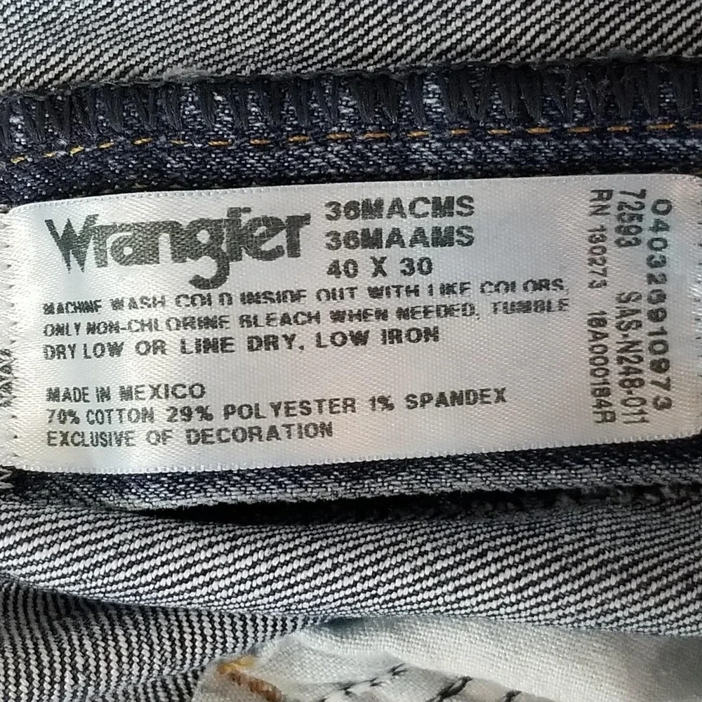 Wrangler jeans men's 40 x 30 Advanced Comfort slim straight Blue denim pants